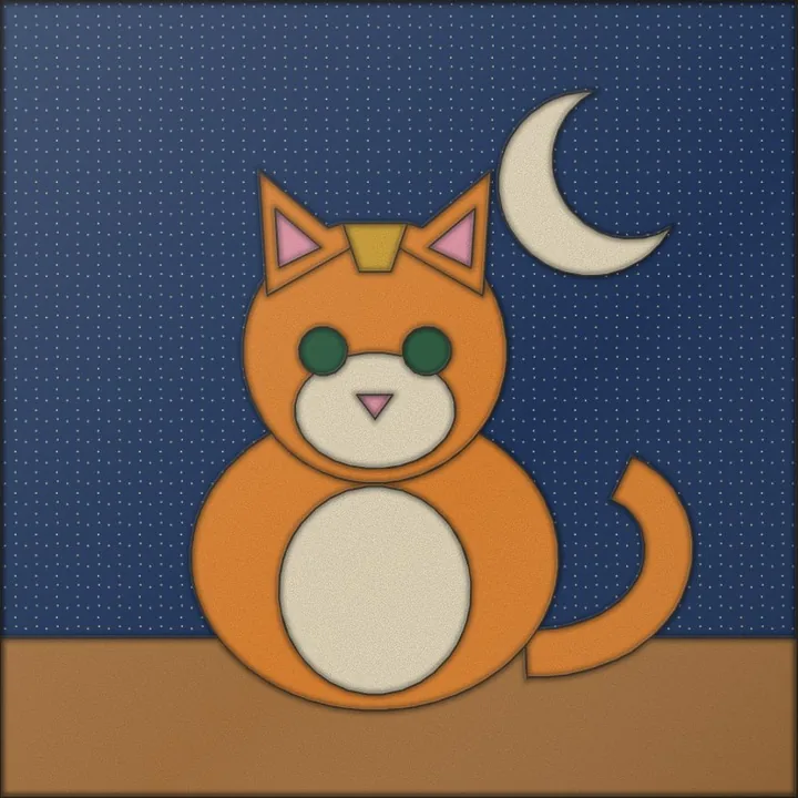 The cat design finished in fabric